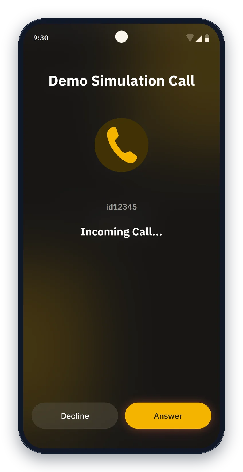 A simulated incoming Jingle call with Answer and Decline buttons